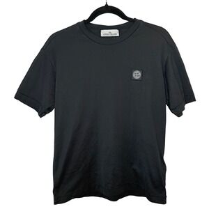 Men's Stone Island Black Short Sleeve TShirt Patch QR Tag Compass SZ S
